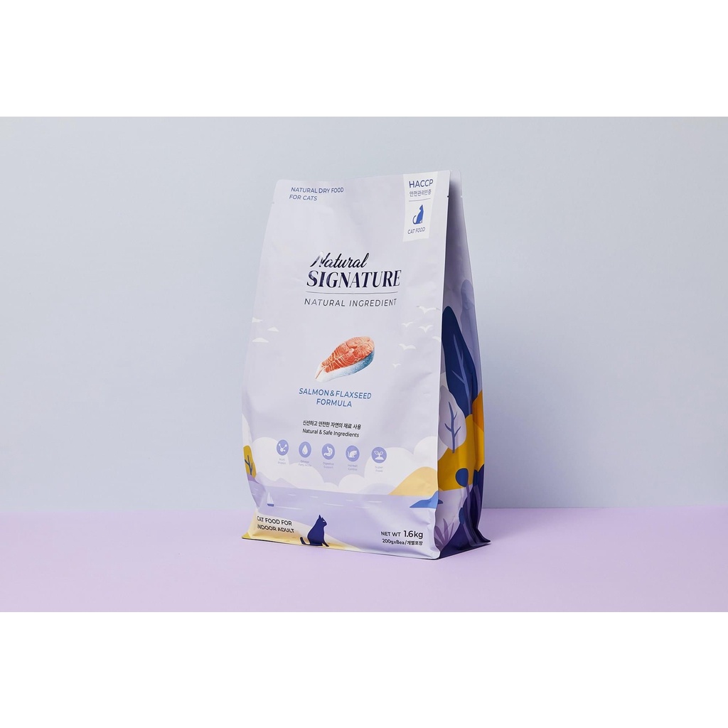 1.6kg Natural Signature Cat Salmon & Flaxseed Thức ăn hỗn hợp hoàn chỉnh cho mèo vị cá hồi Xuấtxứ: HànQuốc