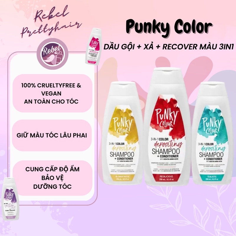 Dầu gội 3in1 COLOUR DEPOSITING SHAMPOO & CONDITIONER Punky Colour