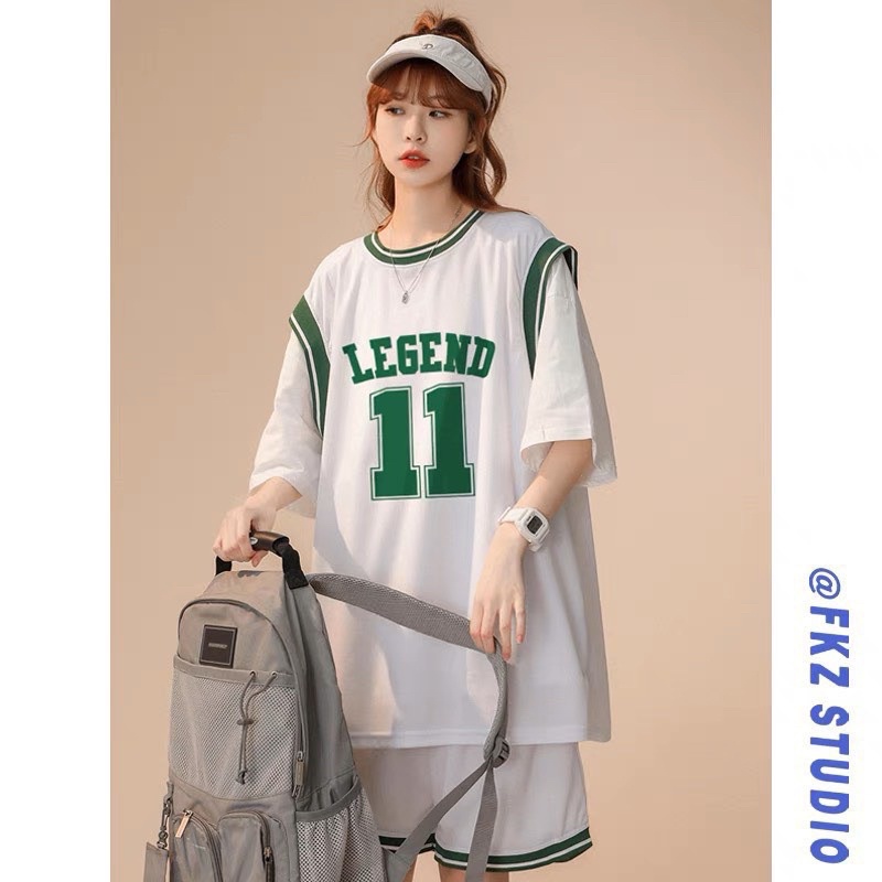Set thể thao 11 2 màu xanh trăng siêu đẹp - unisex form rộng dành cho nam nữ