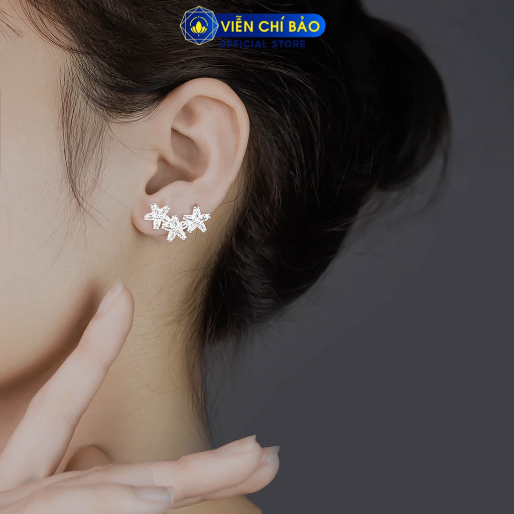 Bông tai bạc nữ Hoa lan chất liệu bạc 925 thời trang phụ kiện trang sức nữ Viễn Chí Bảo B400521