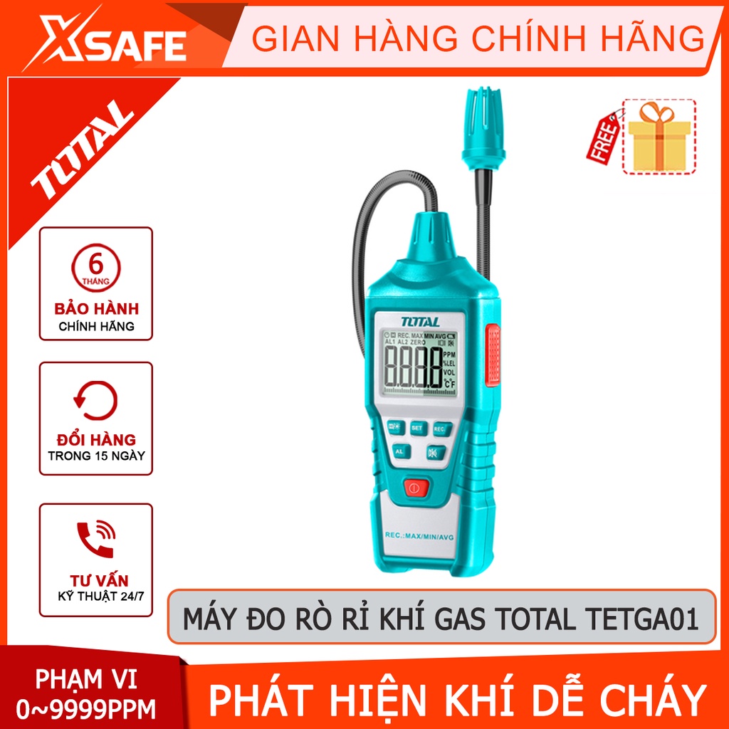 Máy đo rò rỉ khí gas kỹ thuật số Total TETGA01 | thiết bị phát hiện rò khí gas, phạm vi 0 ~ 9999ppm (metan) - chính hãng