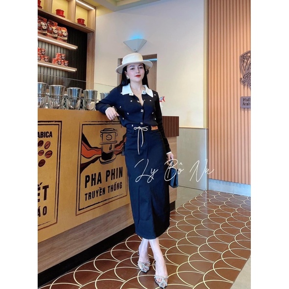 CHÂN VÁY BÒ TRƠN DÁNG DÀI TAG NÂU HÀNG QCL1 MS26100