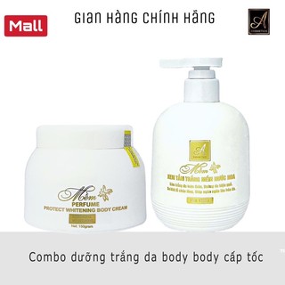 Combo Kem tắm trắng mềm nước hoa + Kem body mềm nước hoa Acosmetics 250g, kích trắng da body cấp tộc