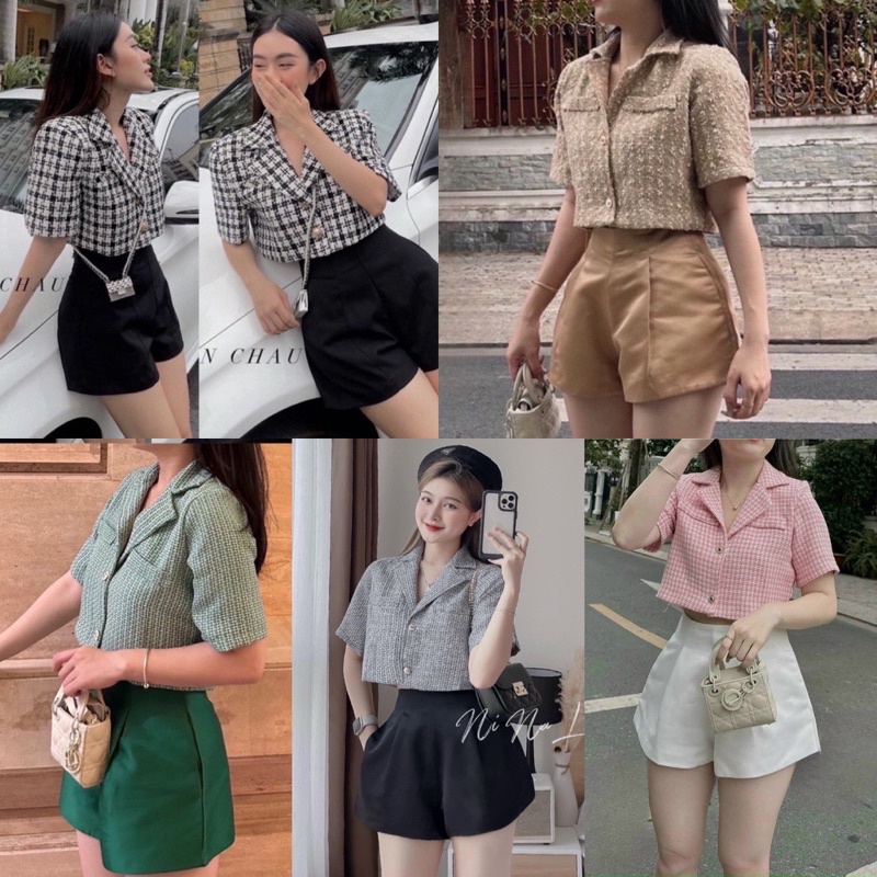 SET ÁO CROPTOP DẠ KÈM SHORT