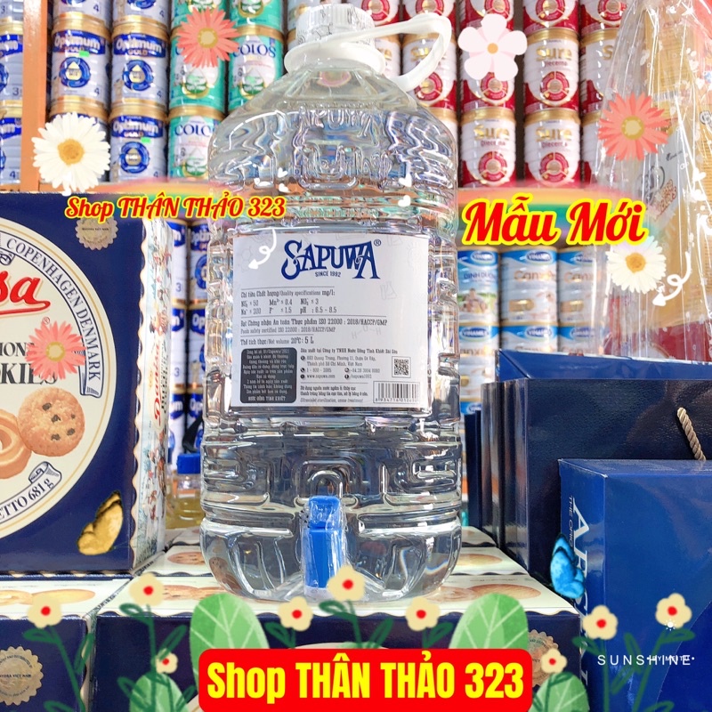 Nước Tinh Khiết SAPUWA 5 Lít Có Vòi Tiện Lợi