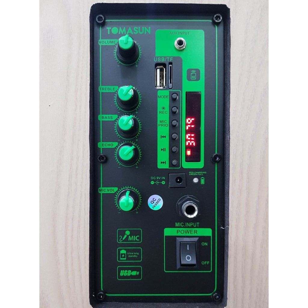 Loa kéo Karaoke Bluetooth TOMASUN XY2208: Bass 20, Tiếng hay, Có 2 Micro không dây đi kèm