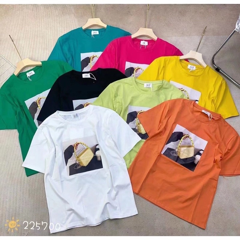 Áo thun nữ tay ngắn in hình chiếc túi xách hàng Quảng Châu chất cotton, áo phông mùa hè dễ mặc dễ phối 225700