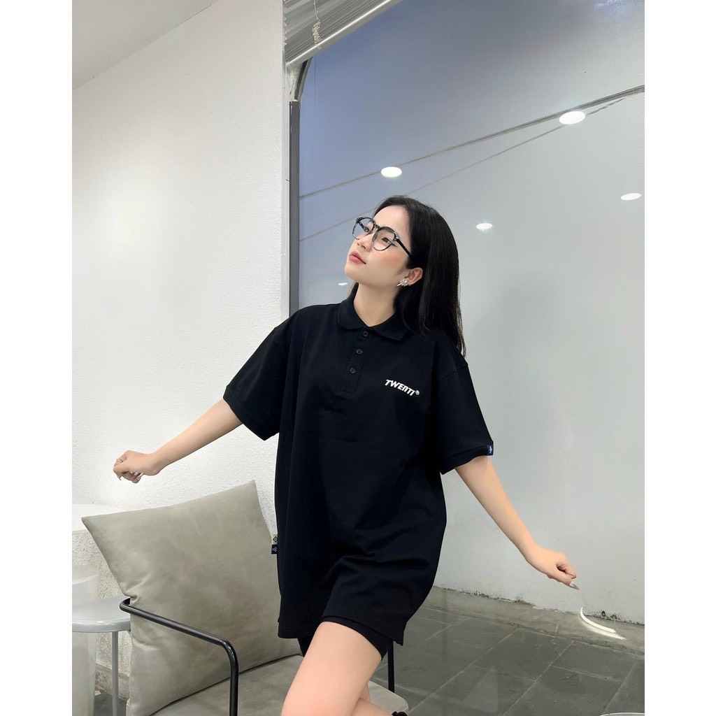 Áo Polo Twenti Stripe Black Nam Nữ Unisex Chất Cá Sấu