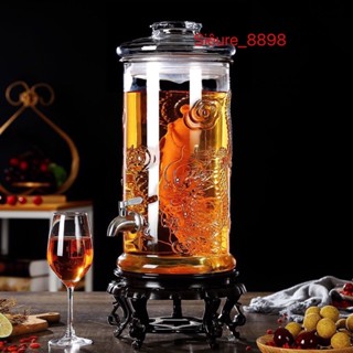 Bình Ngâm Rượu Thủy Tinh Trụ Rồng 3 Lít, 6 Lít, 8 Lít, 12 Lít, 15 Lít Có Vòi và Không Vòi