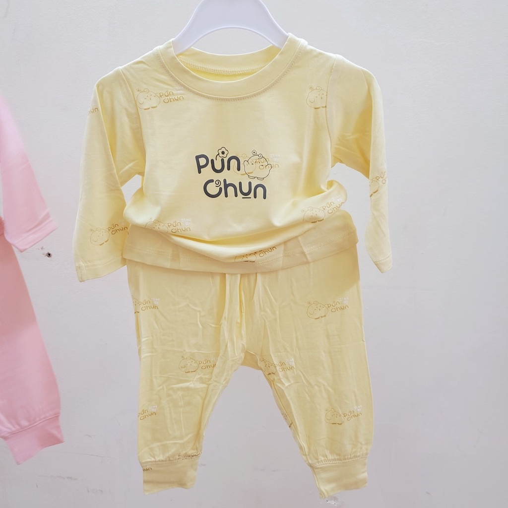 Bộ quần áo cổ chui vải cotton mỏng dài tay Punchun bé trai bé gái(sale)