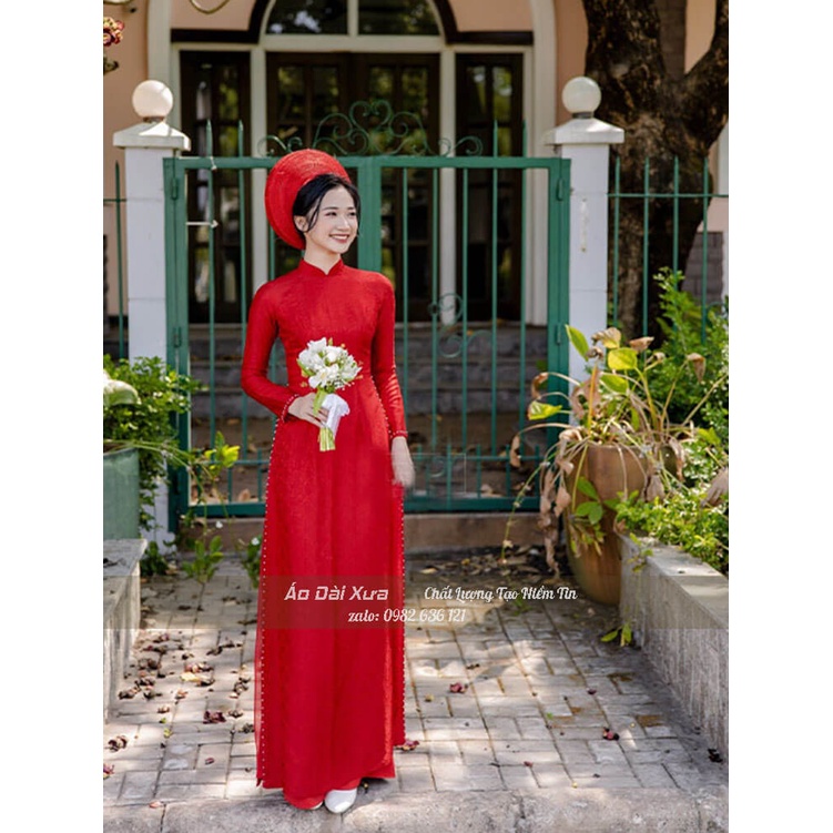 Áo Dài Cưới 4 Tà Cô Dâu Màu Đỏ MB13