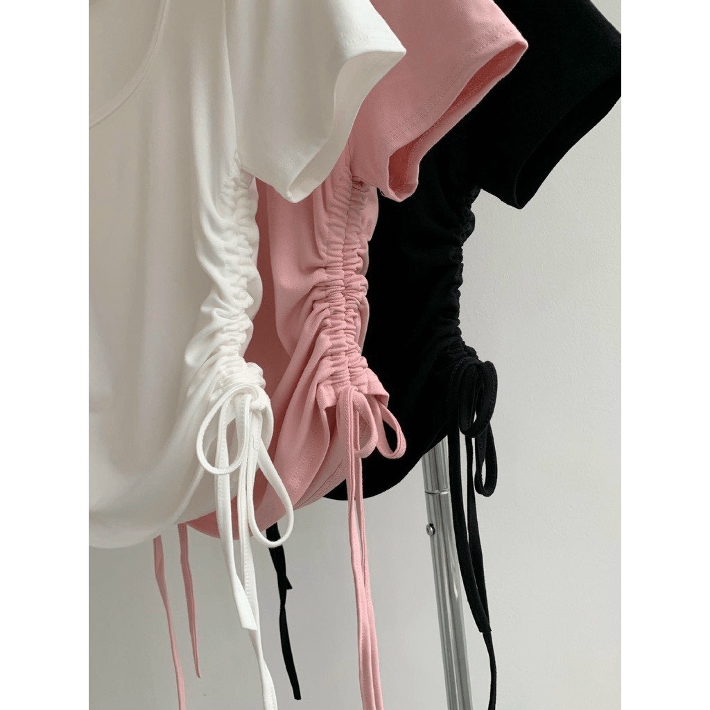 Áo Croptop Nữ Kiểu Thun Rút Dây Vải Cotton Co Giãn Tốt Phong Cách Hàn Quốc NEW UNISEX