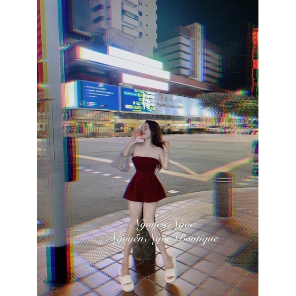 Áo cúp ngực phôm xoè vải Nhung Cao Cấp có MOD