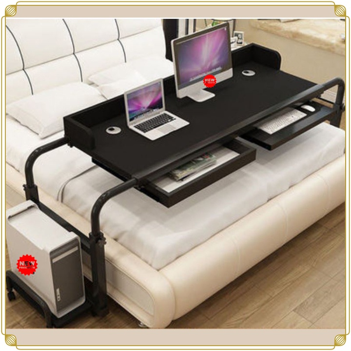 Bàn Làm Việc Thông Minh AMYLY Bàn Làm Việc Trên Giường Có Ngăn Kéo 3 Màu Hồng Nâu Đen D120-200*R45*C55-85cm | BigBuy360 - bigbuy360.vn