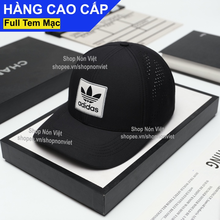 Mũ Lưỡi Trai Nón Kết Adidas Thể Thao Thêu Logo Vuông Dập Lưới Vải Cotton Gió Thoáng Mát Màu Đen Form Đứng Thời Tran