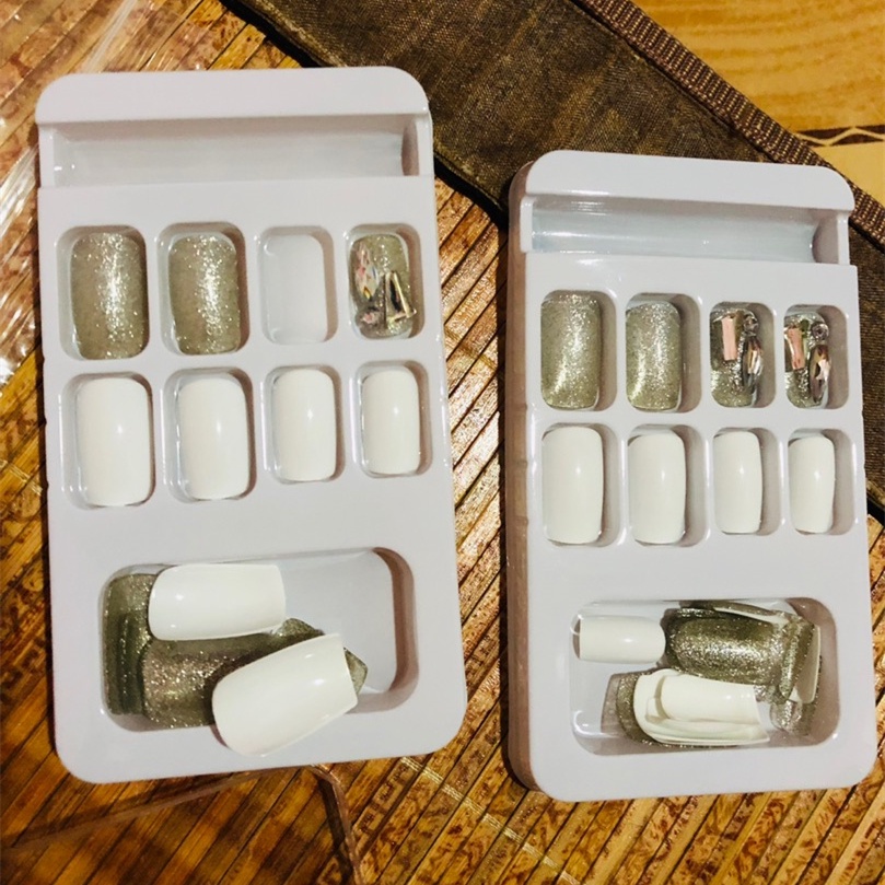 YADORNOS Set 24 móng tay giả đính đá thời trang sang trọng cho nữ