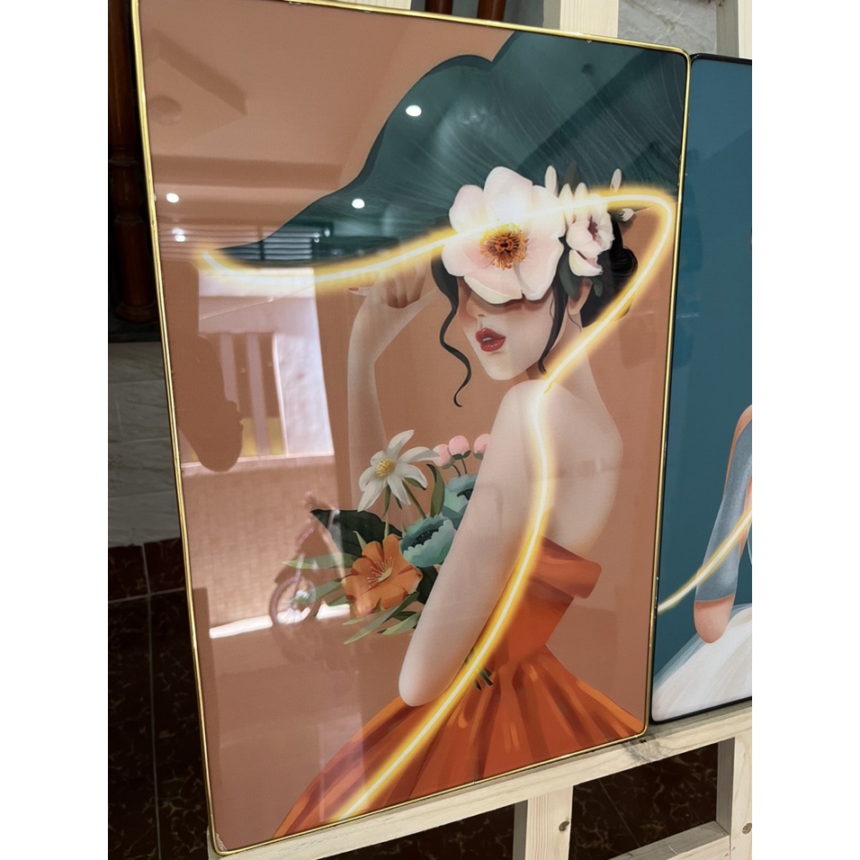 Tranh Treo Tường Tráng Gương Cô Gái, Trang Trí Quán Quần Áo, Hair Salon, Nail, Spa, Quà tặng, Khách Sạn, Nhà Nghỉ.