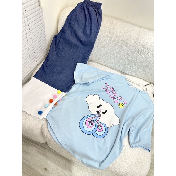 SET SUÔNG ĐÁM MÂY XANH QUẦN ĐÍNN CỤC BÔNG