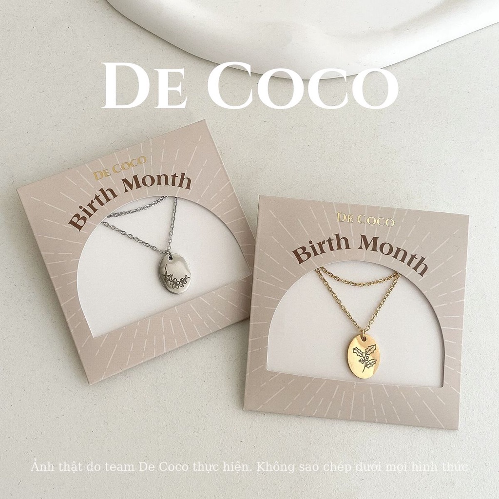 Dây chuyền nữ De Coco Birth Month mặt khắc hoa tháng sinh