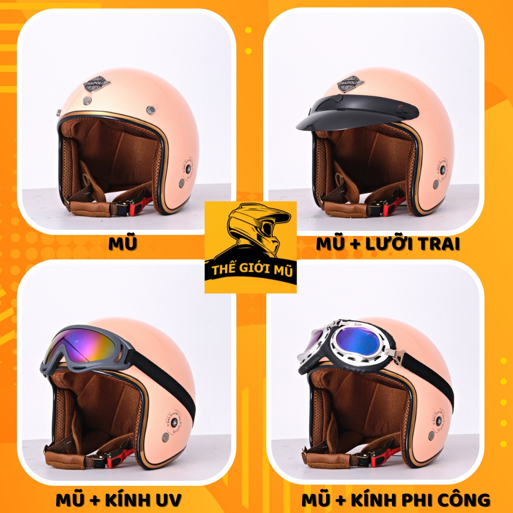 Mũ bảo hiểm 3/4 SH màu hồng kem,nón bảo hiểm ba phần tư cao cấp dành cho nữ,form mũ gọn nhẹ,bảo hành 12 tháng