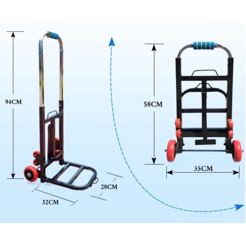 *HOT* Xe Kéo Hàng Gấp Gọn 2 bánh trọng tải 65kg XKT02 - 2b sắt tròn