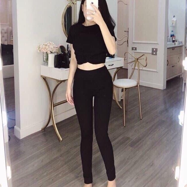 Quần legging dài nữ cạp cao  vải co giãn dày dặn tôn dáng  lưng cao ôm bó