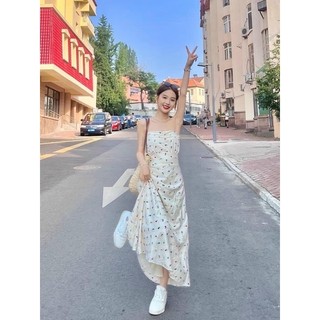 ĐẦM MIDI CUP NGỰC IN HOA NHÍ CUTE (Ảnh thật/Video)
