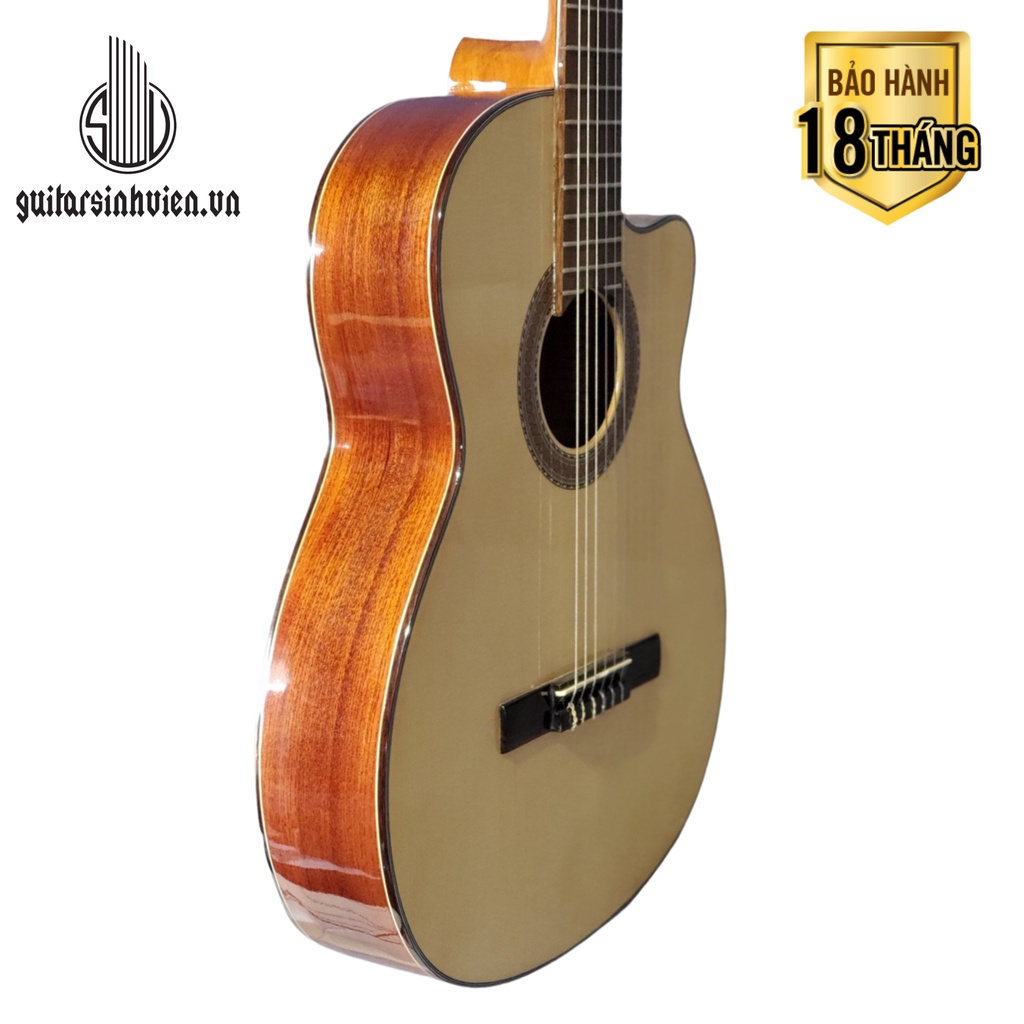 Guitar Classic Gỗ Hồng Đào Cao Cấp - Lắp Sẵn EQ Met B12 Chính Hãng - Tặng Kèm Dây Jack Và Phụ Kiện