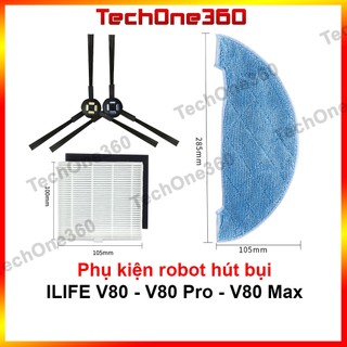 Chổi cạnh, lọc bụi, khăn lau robot hút bụi ILIFE V80 - V80 Pro - V80 Max