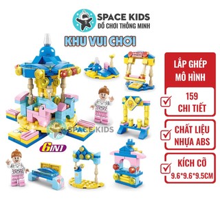 Đồ chơi mô hình lắp ráp 6 trong 1 Khu vui chơi cho bé gái, Đồ chơi lắp ráp mô hình 3D giá rẻ
