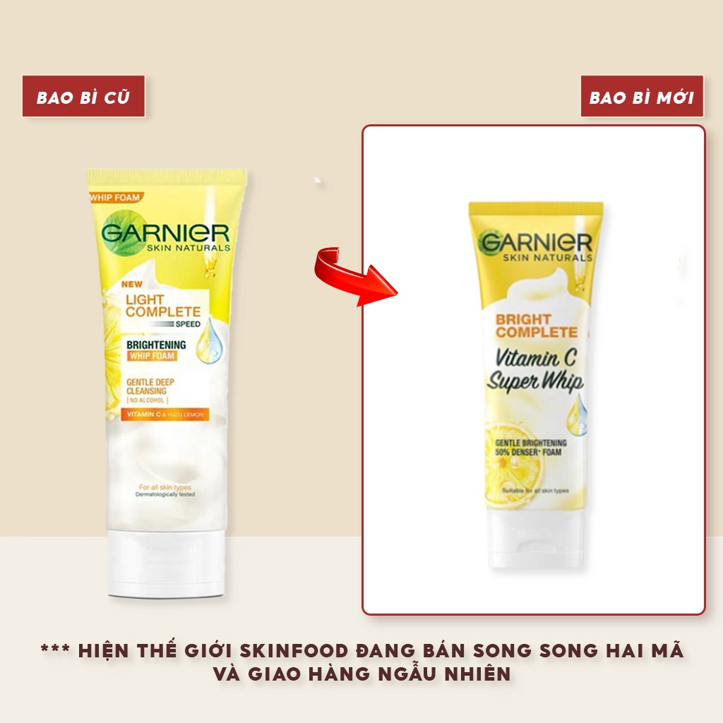 Sữa Rửa Mặt Tạo Bọt Sáng Da Garnier Skin Naturals Light Complete Speed Brightening Whip Foam 100ml