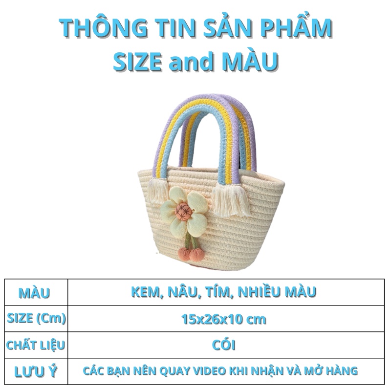 Túi xách đan sợi túi đi biển đan thủ công chất liệu cotton đính hoa cute cohodo T13
