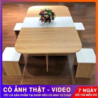 Bộ bàn ăn 4 ghế ,có bánh xe di chuyển tiện lợi , kiểu mới thông minh có thể gấp gọn phù hợp với mọi không gian