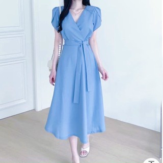 Đầm váy freesize xanh tay sen