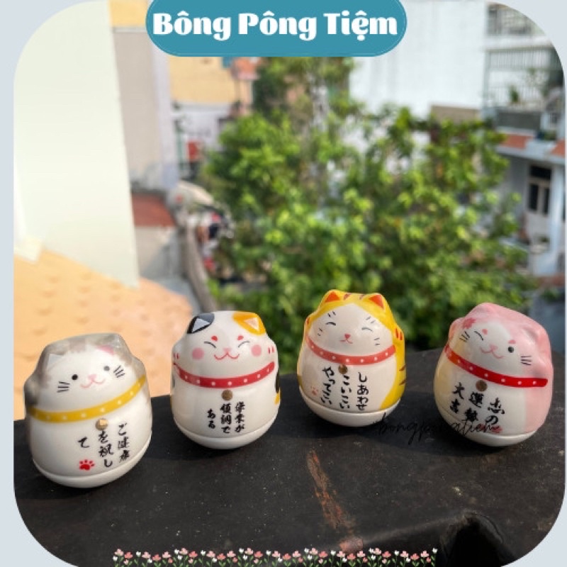 Mèo lật đật, mèo sứ phong cách Nhật Bản, vật trang trí, may mắn
