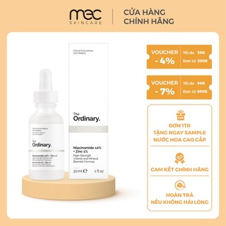 Serum Giúp Cân Bằng Bã Nhờn Làm Sáng Da Thu Nhỏ Lỗ Chân Lông The Ordinary Niacinamide 10% + Zinc 1%  30ml - Mecskincare