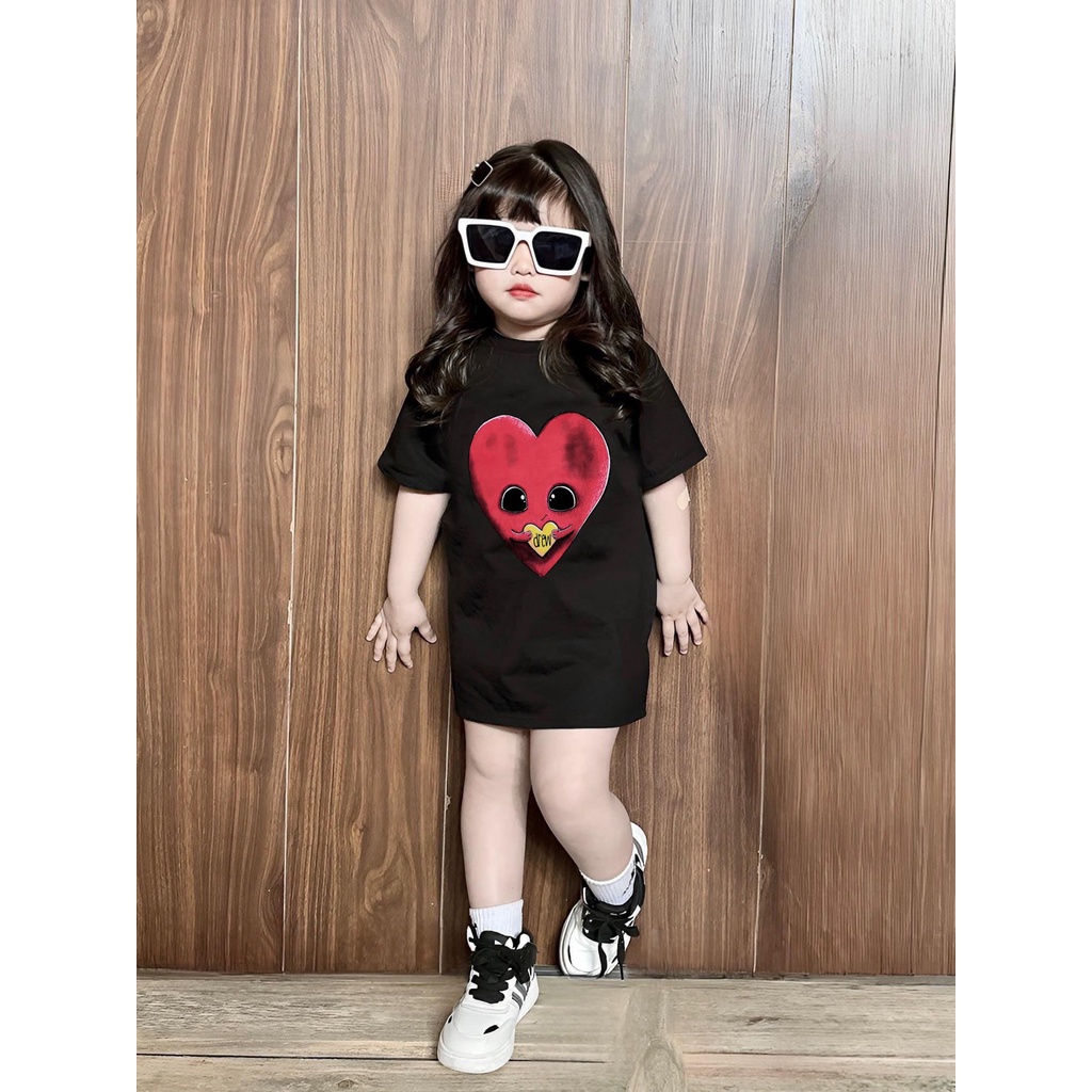 Áo thun gia đình drew trái tim valentine cho bé , áo phông trẻ em unisex ,SamKids