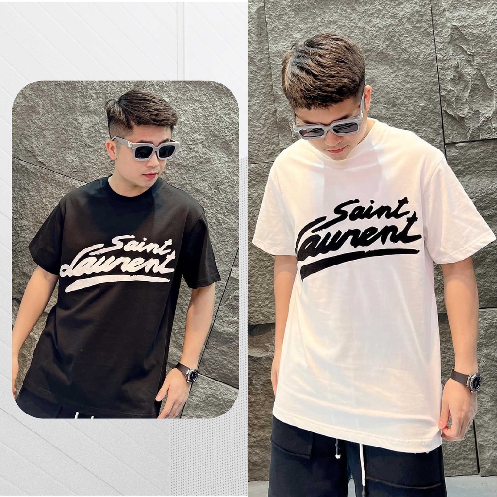 Áo phông Unisex nam nữ Saint Laurent cotton 2 chiều cao cấp, dày mịn Yolo trẻ đẹp, cao cấp