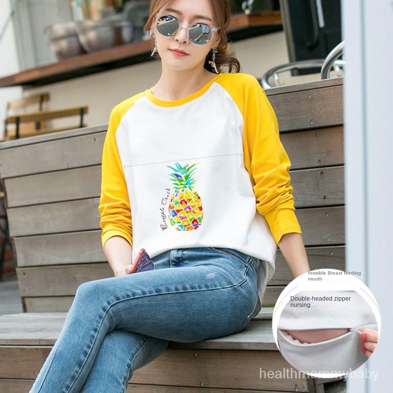 Trang Phục Cho Con Bú 100% Cotton   Đi Chơi Kích Thước Lớn Cơ SởTÁo Sơ Mi  Áo Cho Con Bú Sau Sinh Thời Trang