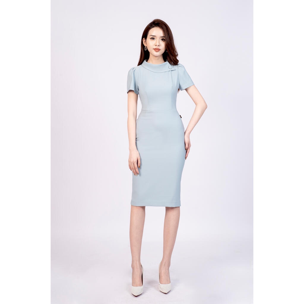 Đầm ôm, cổ vạt chéo, may trần chỉ MMOutfit M-DA071021316