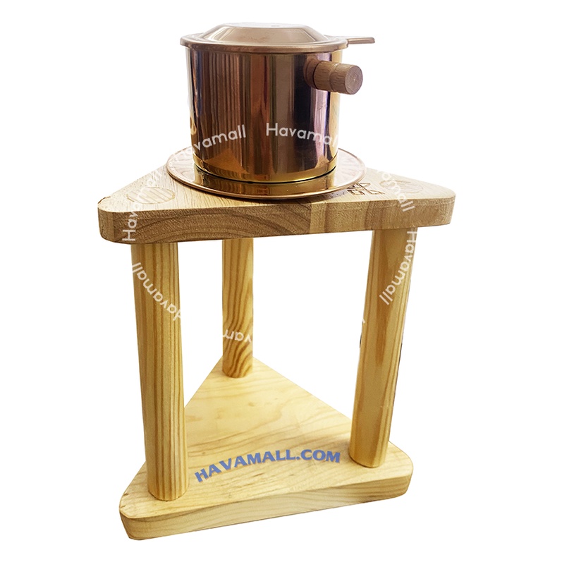 Giá Đỡ/Kệ Gỗ 3 Trụ Dùng Để MÁY STARESSO MIRAGE, PHIN, PHỄU POUR OVER Bằng Gỗ Tự Nhiên KARÍ
