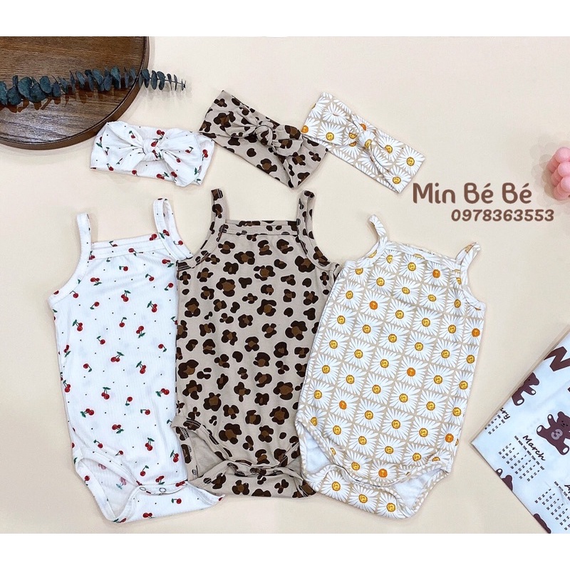 Body hai dây kèm turban nơ cho bé gái