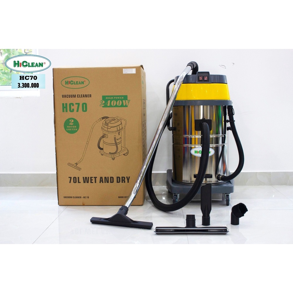 Máy hút bụi  70L công suất 2400W HiClean HC70 - HC70A Bảo hành 18 Tháng