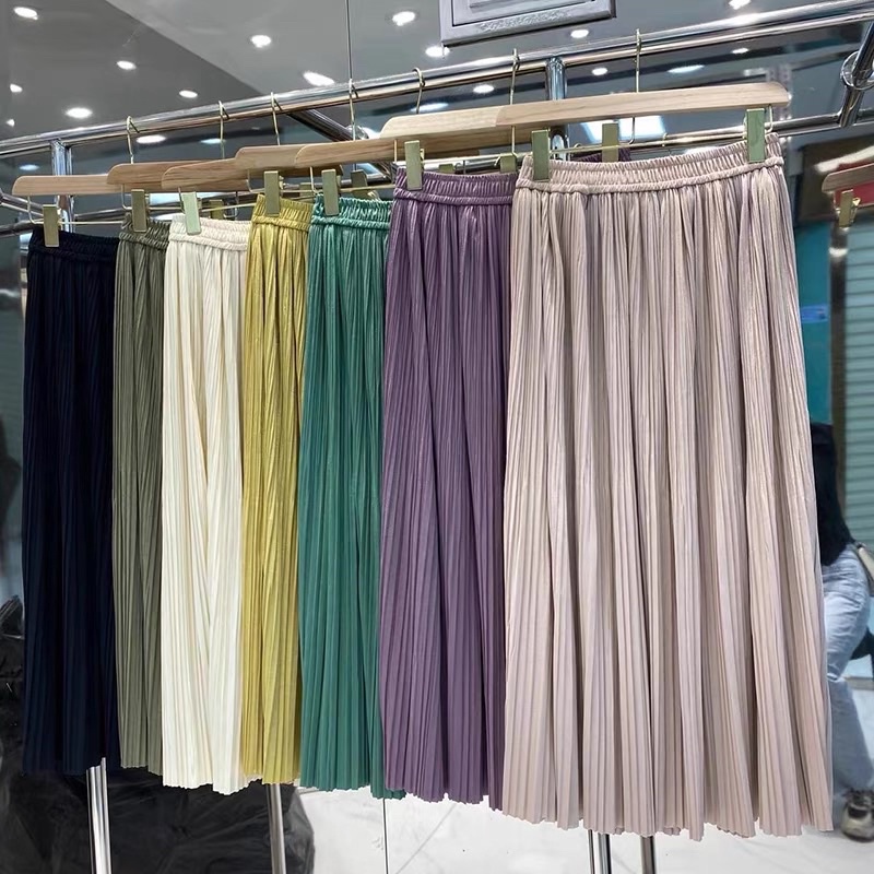 Chân váy đũi xếp li nhỏ xoè dài QC siêu xinh