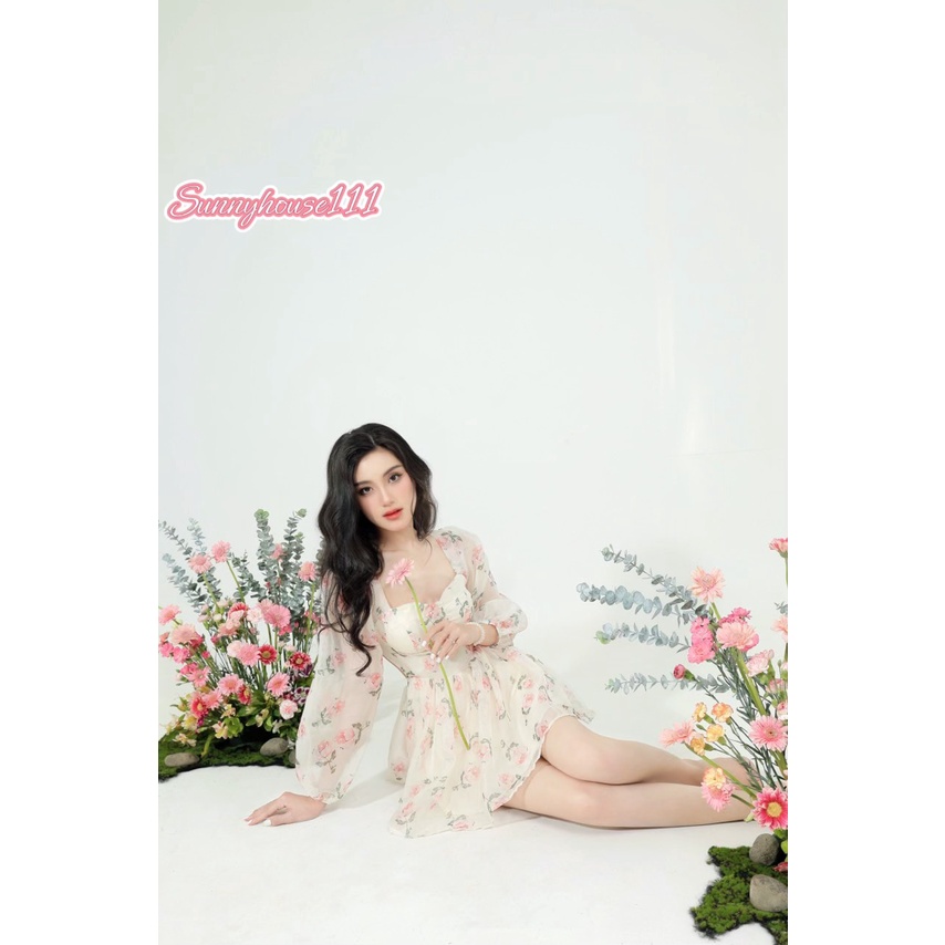 ĐẦM HOA TAY PHỒNG CUP NGỰC HỞ LƯNG