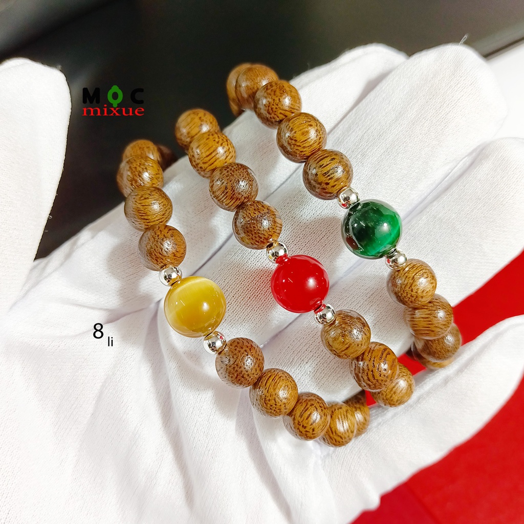 Vòng tay trầm hương mix hạt đá hợp phong thủy mệnh kim thủy mộc hỏa thổ đủ cỡ hạt 6 8 10 li - Mộc mixue