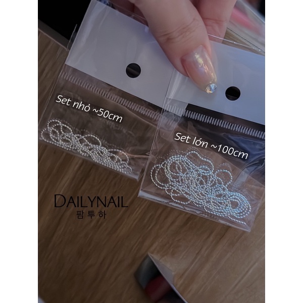 Dây bi dẹt phong cách Hàn gắn móng