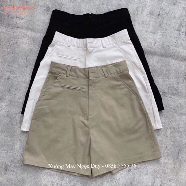 Quần đùi nữ kaki thô túi mổ khóa thật - Quần Short nữ lưng cao Ulzzang - Quần sooc nữ cạp cao mặc nhà đi biển mùa Hè đẹp | BigBuy360 - bigbuy360.vn