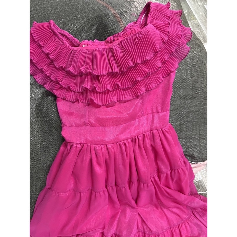 Váy, Đầm maxi hoa tơ cổ bèo cao cấp