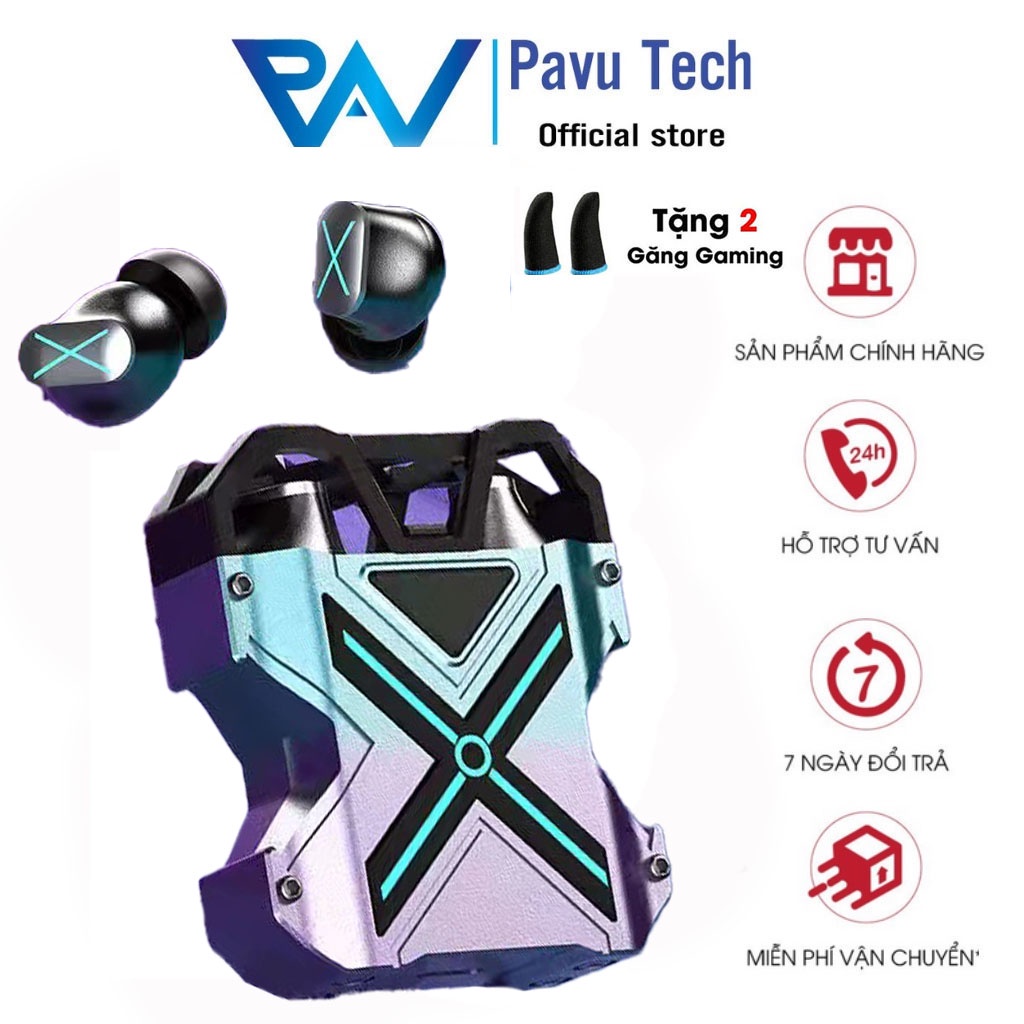 Tai Nghe Gaming Bluetooth K89  đèn LED chữ X nhiều chế độ có độ trễ thấp nghe nhạc âm BASS mạnh mẽ Pavu Tech